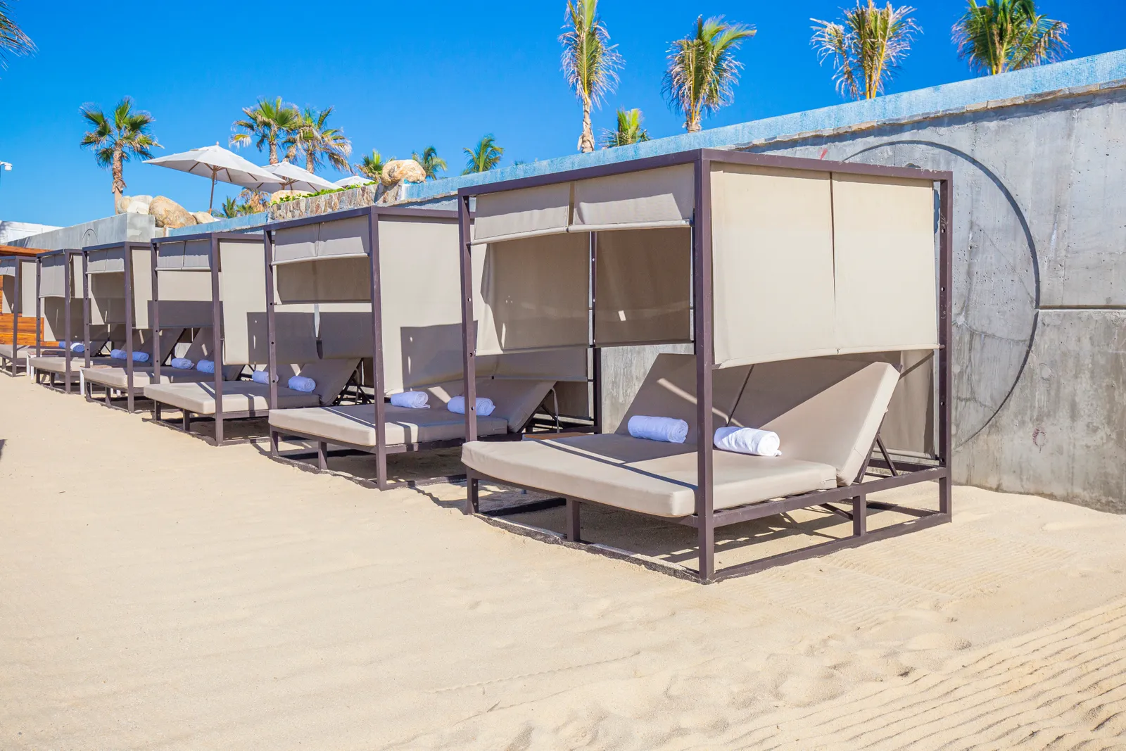Poolside cabana beds